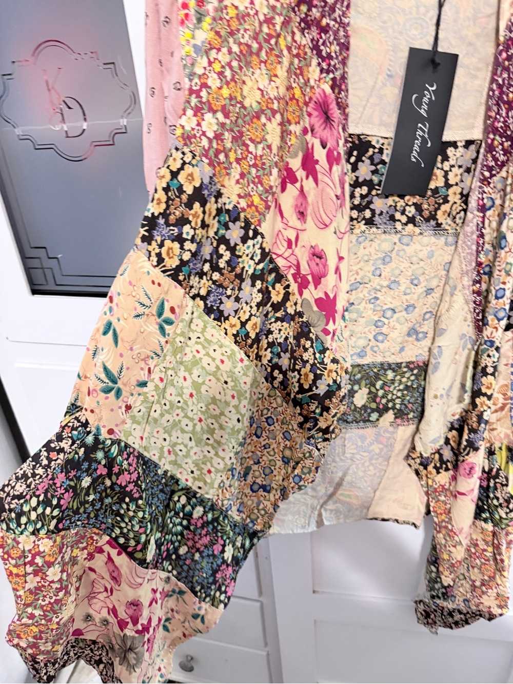 Young Threads Patchwork Floral Open Jacket - Pink Multi - Picture 7 of 12